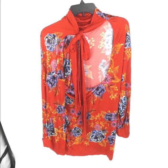 NWT Free People Red Long Sleeve Mini Dress Size M - Picture 5 of 10